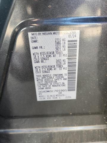 5N1AR2MM2EC705905 - 2014 NISSAN PATHFINDER S GRAY photo 12