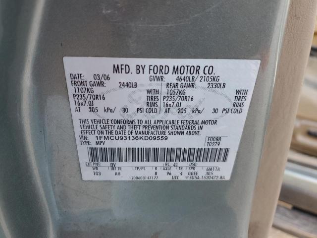 1FMCU93136KD09559 - 2006 FORD ESCAPE XLT GREEN photo 12