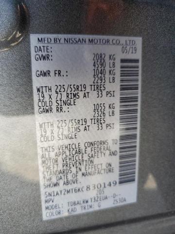 5N1AT2MT6KC830149 - 2019 NISSAN ROGUE S Gri fotoğraf 14