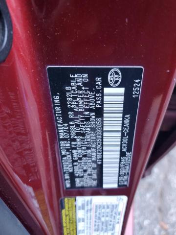 4T1BE32K35U392056 - 2005 TOYOTA CAMRY LE 红色 照片 12