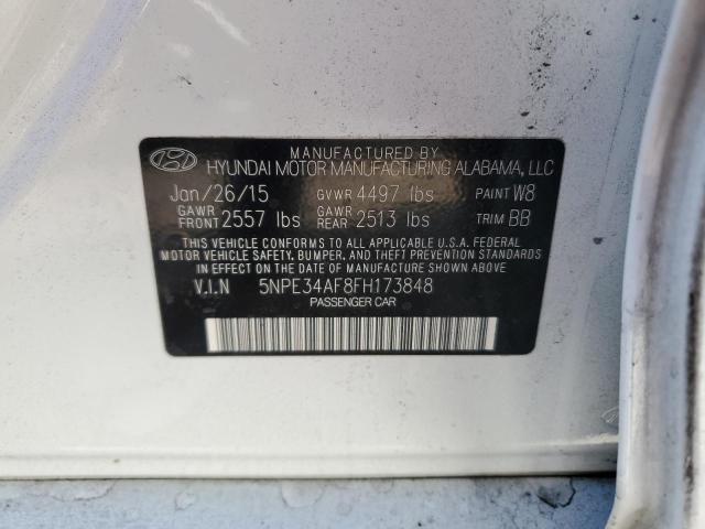 5NPE34AF8FH173848 - 2015 HYUNDAI SONATA SPORT თეთრი ფოტო 12