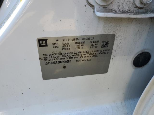 1G11B5SA0DF200602 - 2013 CHEVROLET MALIBU LS WHITE photo 12