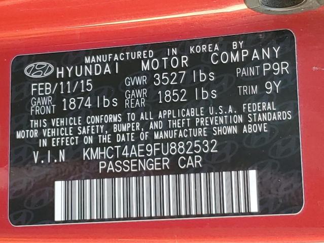 KMHCT4AE9FU882532 - 2015 HYUNDAI ACCENT GLS RED photo 12