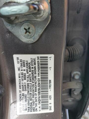 1HGFA16829L024131 - 2009 HONDA CIVIC EX GRAY photo 12