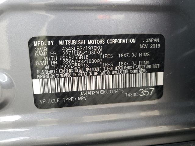 JA4AR3AU5KU014415 - 2019 MITSUBISHI OUTLANDER ES ვერცხლისფერი ფოტო 13