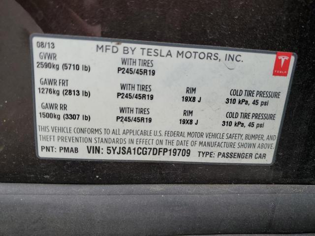 5YJSA1CG7DFP19709 - 2013 TESLA MODEL S Қоңыр фото 14