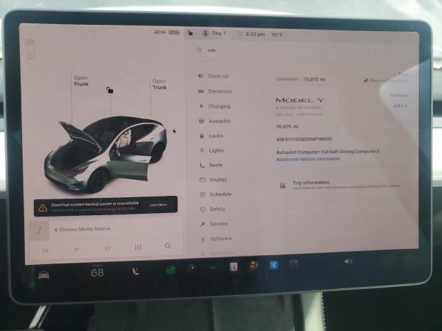 5YJYGDEE0MF198015 - 2021 TESLA MODEL Y 石墨色 照片 9