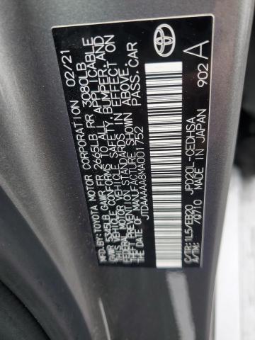 JTDAAAAA8MA001752 - 2021 TOYOTA MIRAI XLE GRAY photo 12