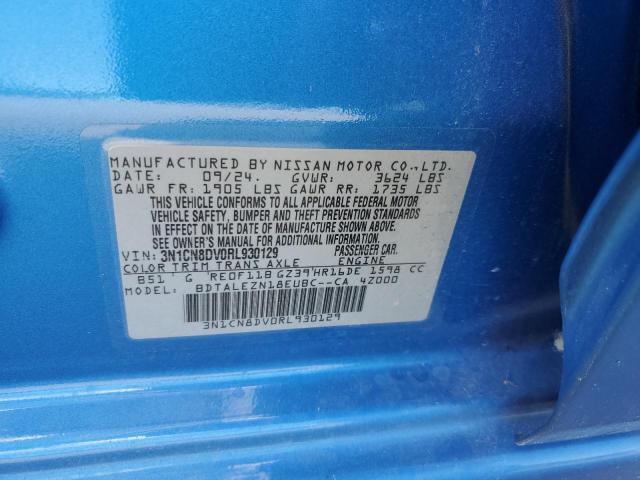 3N1CN8DV0RL930129 - 2024 NISSAN VERSA S BLUE photo 12