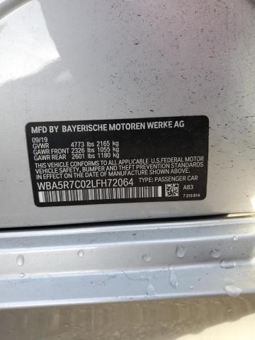 WBA5R7C02LFH72064 - 2020 BMW 330XI SILVER photo 12