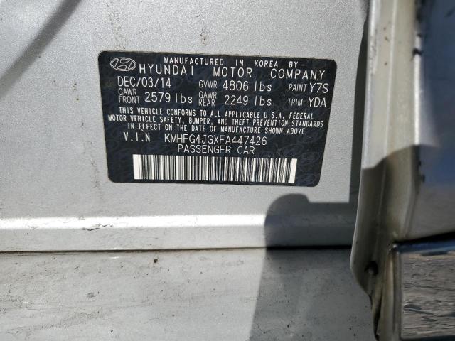 KMHFG4JGXFA447426 - 2015 HYUNDAI AZERA SILVER photo 12