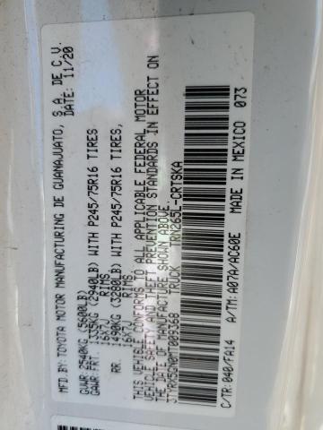 3TYRX5GN0MT009368 - 2021 TOYOTA TACOMA ACCESS CAB თეთრი ფოტო 12