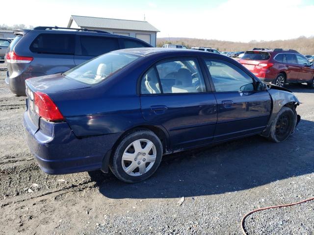 2HGES16644H639566 - 2004 HONDA CIVIC LX BLUE photo 3