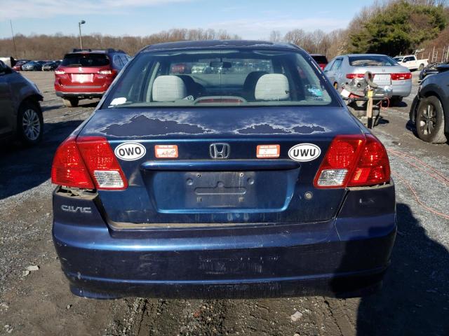 2HGES16644H639566 - 2004 HONDA CIVIC LX BLUE photo 6