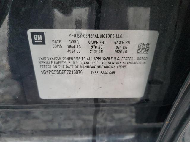 1G1PC5SB6F7215876 - 2015 CHEVROLET CRUZE LT BLACK photo 12