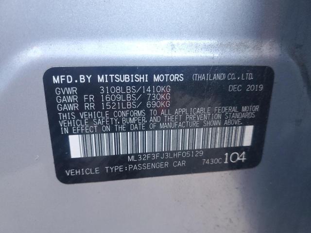 ML32F3FJ3LHF05129 - 2020 MITSUBISHI MIRAGE G4 ES ვერცხლისფერი ფოტო 12