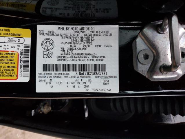 3LN6L2JK2GR632761 - 2016 LINCOLN MKZ BLACK photo 12