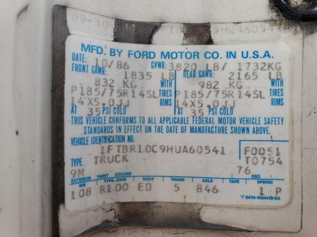 1FTBR10C9HUA60541 - 1987 FORD RANGER WHITE photo 12