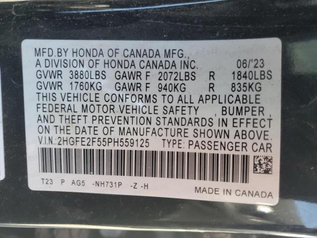 2HGFE2F55PH559125 - 2023 HONDA CIVIC SPORT Noir photo 13