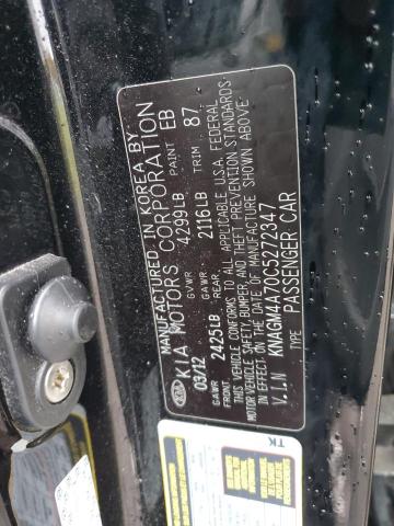 KNAGM4A70C5272347 - 2012 KIA OPTIMA LX BLACK photo 12