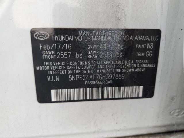5NPE24AF7GH397889 - 2016 HYUNDAI SONATA SE 白色 照片 12