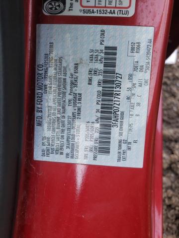 3FAHP07Z17R130727 - 2007 FORD FUSION SE RED photo 12