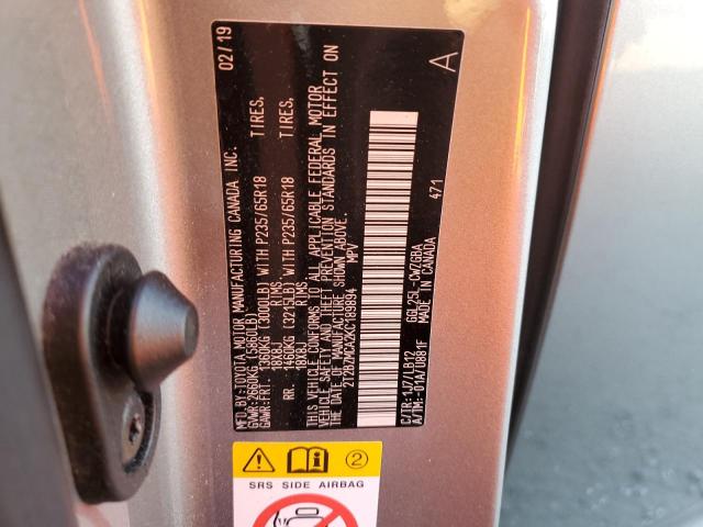 2T2BZMCA2KC189894 - 2019 LEXUS RX 350 BASE Gris foto 13