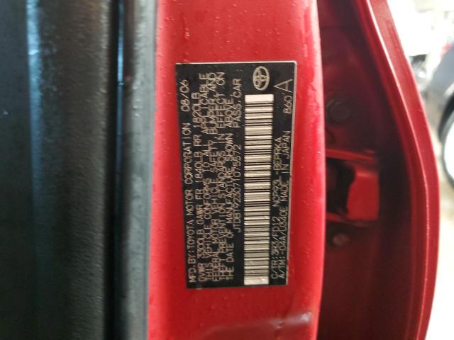 JTDBT923071075572 - 2007 TOYOTA YARIS RED photo 12