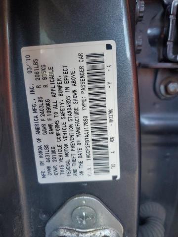 1HGCP2F87AA117850 - 2010 HONDA ACCORD EXL GRAY photo 12