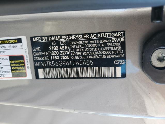 WDBTK56G86T060655 - 2006 MERCEDES-BENZ CLK 350 银色 照片 12
