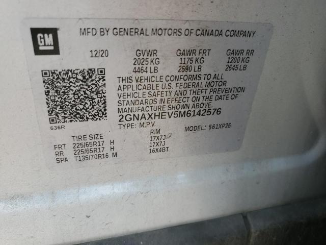 2GNAXHEV5M6142576 - 2021 CHEVROLET EQUINOX LS SILVER photo 12