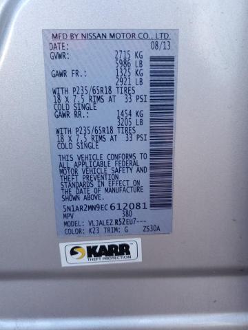 5N1AR2MN9EC612081 - 2014 NISSAN PATHFINDER S SILVER photo 13