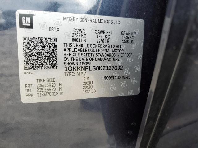 1GKKNPLS8KZ127632 - 2019 GMC ACADIA DENALI BLUE photo 14