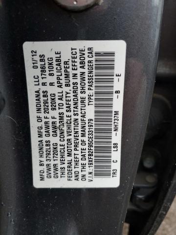 19XFB2F95CE331979 - 2012 HONDA CIVIC EXL GRAY photo 12