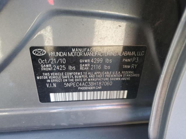 5NPEC4AC3BH187060 - 2011 HYUNDAI SONATA SE 灰色 照片 12