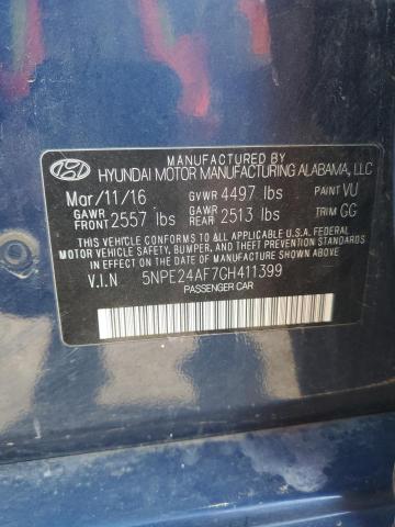 5NPE24AF7GH411399 - 2016 HYUNDAI SONATA SE ლურჯი ფოტო 12