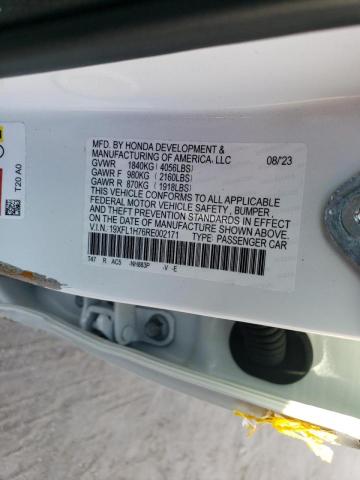 19XFL1H76RE002171 - 2024 HONDA CIVIC EXL WHITE photo 12