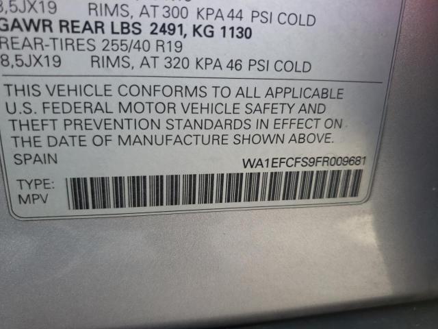 WA1EFCFS9FR009681 - 2015 AUDI Q3 PREMIUM PLUS فضي صورة 13