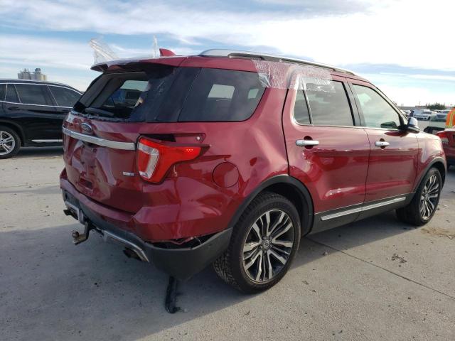 1FM5K8HT3HGD04824 - 2017 FORD EXPLORER PLATINUM RED photo 3