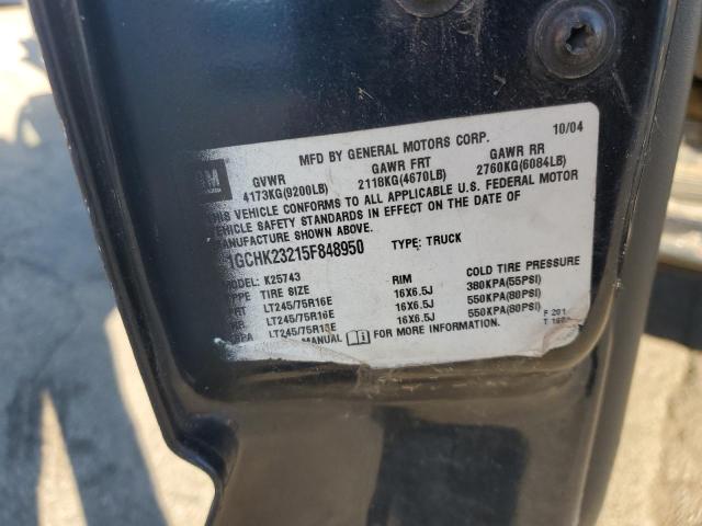 1GCHK23215F848950 - 2005 CHEVROLET SILVERADO K2500 HEAVY DUTY BLACK photo 12
