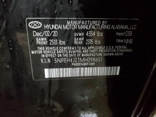 5NPEH4J23MH098651 - 2021 HYUNDAI SONATA LIMITED BLACK photo 12