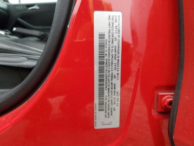 3VWDZ7AJ1BM366943 - 2011 VOLKSWAGEN JETTA SE წითელი ფოტო 12