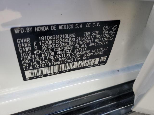 3CZRZ1H79RM702083 - 2024 HONDA HR-V EXL WHITE photo 12