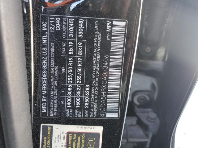 4JGDA5HBXCA033406 - 2012 MERCEDES-BENZ ML 350 4MATIC BLACK photo 14