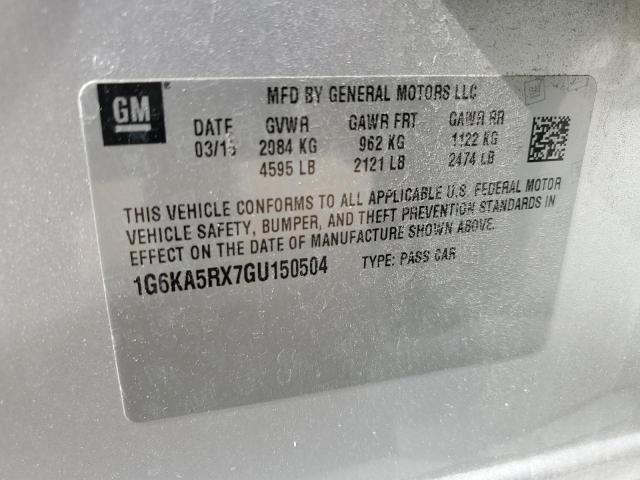 1G6KA5RX7GU150504 - 2016 CADILLAC CT6 SILVER photo 12