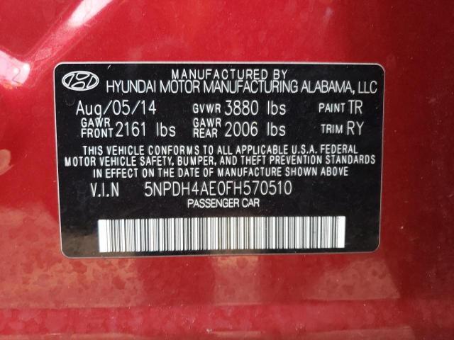 5NPDH4AE0FH570510 - 2015 HYUNDAI ELANTRA SE RED photo 12