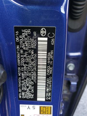 JTDKBRFU4H3532766 - 2017 TOYOTA PRIUS BLUE photo 12