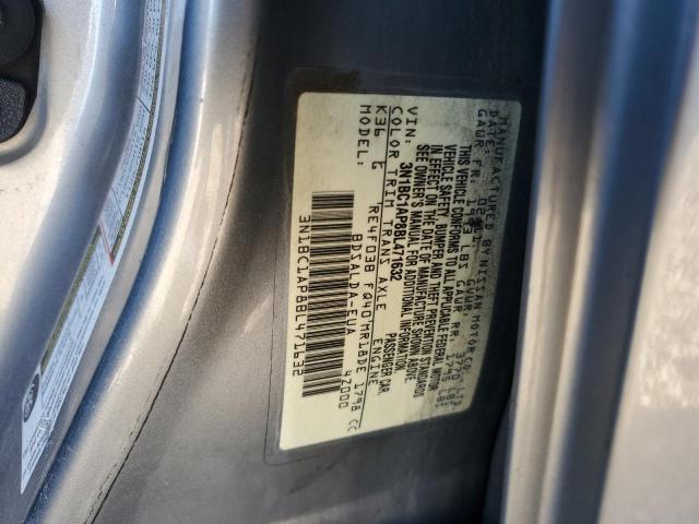 3N1BC1AP8BL471632 - 2011 NISSAN VERSA S GRAY photo 12