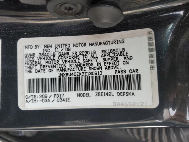 1NXBU40EX9Z130613 - 2009 TOYOTA COROLLA BASE შავი ფოტო 12