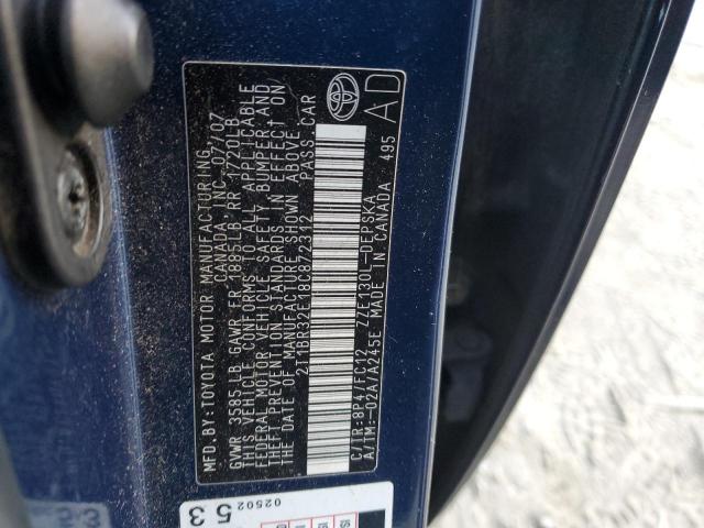 2T1BR32E18C872312 - 2008 TOYOTA COROLLA CE BLUE photo 12